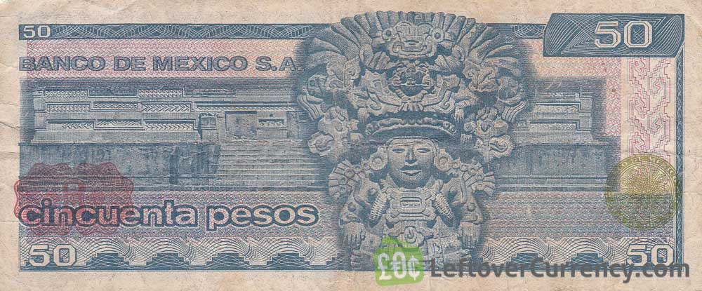 Vintage Mexican Mexico 50 Cincuenta  Paper Money Banknote 