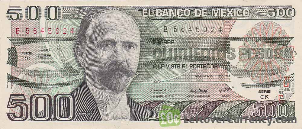 500 old Mexican Pesos banknote (Francisco I. Madero)