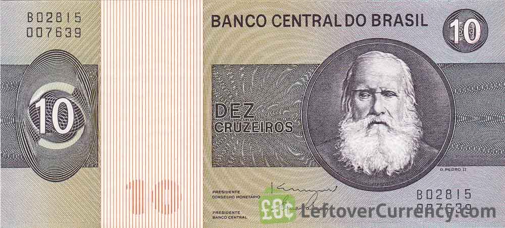 10 Brazilian Cruzeiros banknote (Dom Pedro II) obverse