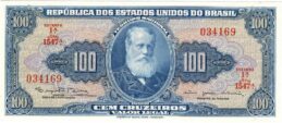 100 Brazilian Cruzeiros banknote (Dom Pedro II blue type)
