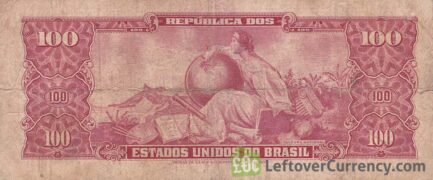 100 Brazilian Cruzeiros banknote (Dom Pedro II red type)