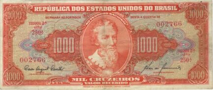 1,000 Brazilian Cruzeiros banknote (Pedro Álvares Cabral orange type)