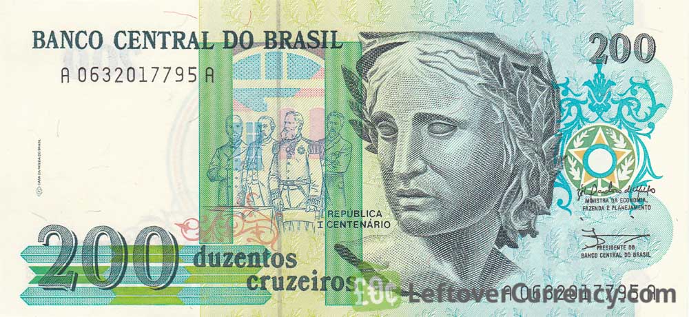200 Brazilian Cruzeiros banknote (República I Centenário)
