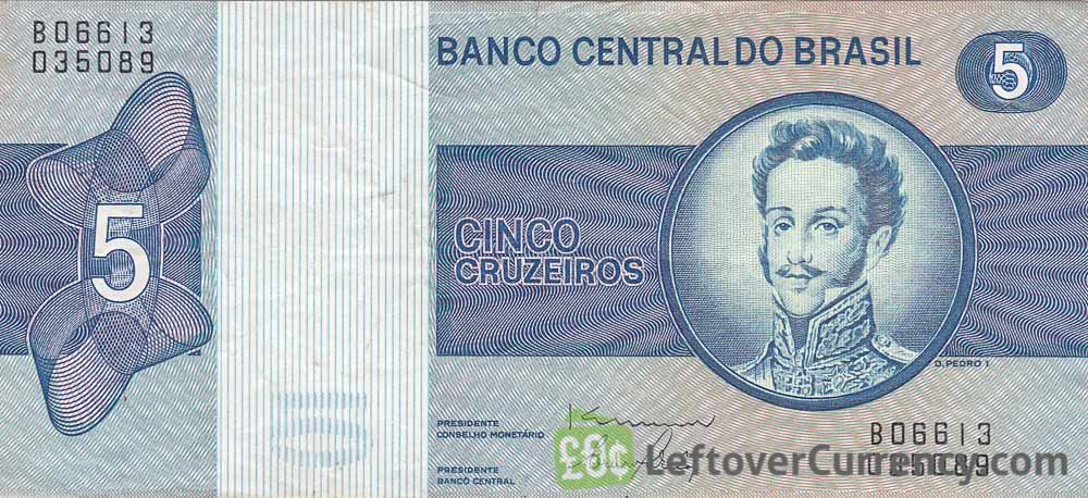 5 Brazilian Cruzeiros banknote (Dom Pedro I) obverse