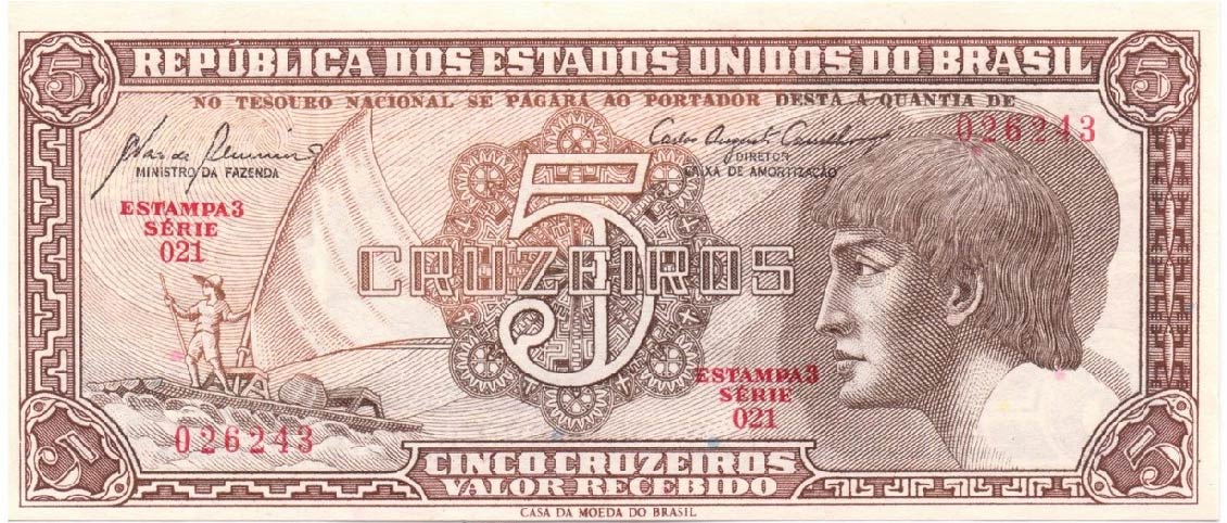 5 Brazilian Cruzeiros banknote (Vitoria Regia)