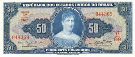 50 Brazilian Cruzeiros banknote (Princesa Isabel blue type)