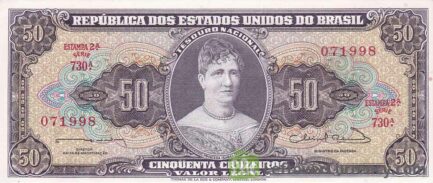 50 Brazilian Cruzeiros banknote (Princesa Isabel purple type)