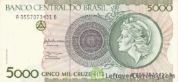 5000 Brazilian Cruzeiros banknote (Liberty) obverse accepted for exchange