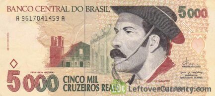 5,000 Brazilian Cruzeiros Reais banknote (Gaucho)