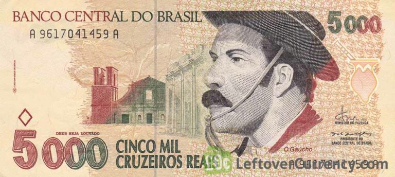 5 000 Brazilian Cruzeiros Reais Banknote Gaucho Exchange Yours