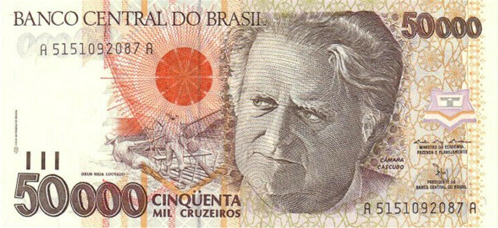 50000 Brazilian Cruzeiros banknote Camara Cascudo obverse