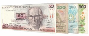 Brazilian Cruzados Novos banknotes