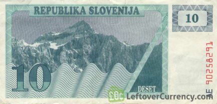 10 Slovenian Tolars banknote (Triglav mountain series) obverse