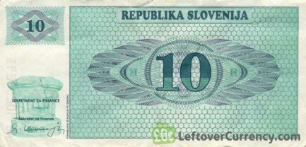 10 Slovenian Tolars banknote (Triglav mountain series) reverse