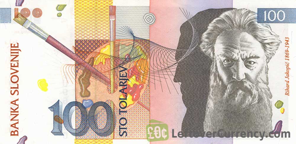 100 Slovenian Tolars banknote Rihard Jakopic obverse