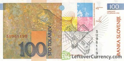 100 Slovenian Tolars banknote Rihard Jakopic reverse