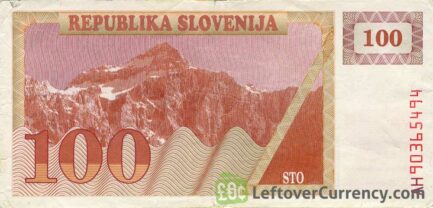 100 Slovenian Tolars banknote (Triglav mountain series) obverse