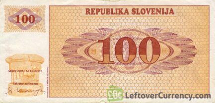 100 Slovenian Tolars banknote (Triglav mountain series) reverse