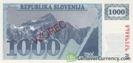 1000 Slovenian Tolars banknote (Triglav mountain series) obverse