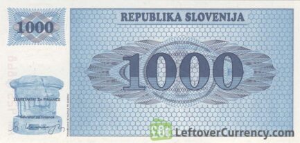 1000 Slovenian Tolars banknote (Triglav mountain series) reverse