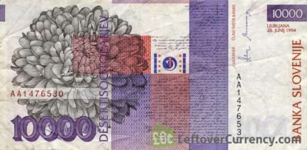 10000 Slovenian Tolars banknote (Ivan Cankar) reverse