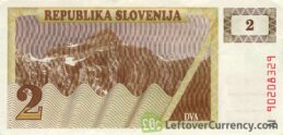 2 Slovenian Tolars banknote (Triglav mountain series) obverse