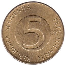 5 Slovenian Tolars coin