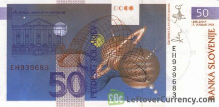 50 Slovenian Tolars banknote (Jurij Vega) reverse