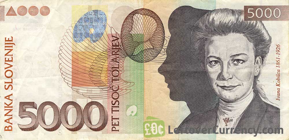 5000 Slovenian Tolars banknote (Ivana Kobilika) obverse