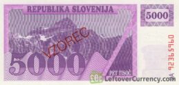 5000 Slovenian Tolars banknote (Triglav mountain series) obverse
