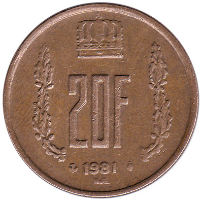 Luxembourg 20 francs coin