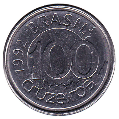 100 Brazilian Cruzeiros coin obverse