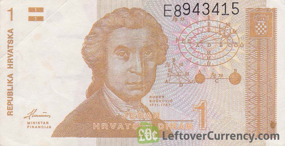1 Dinar banknote Republic of Croatia Exchange yours for cash today