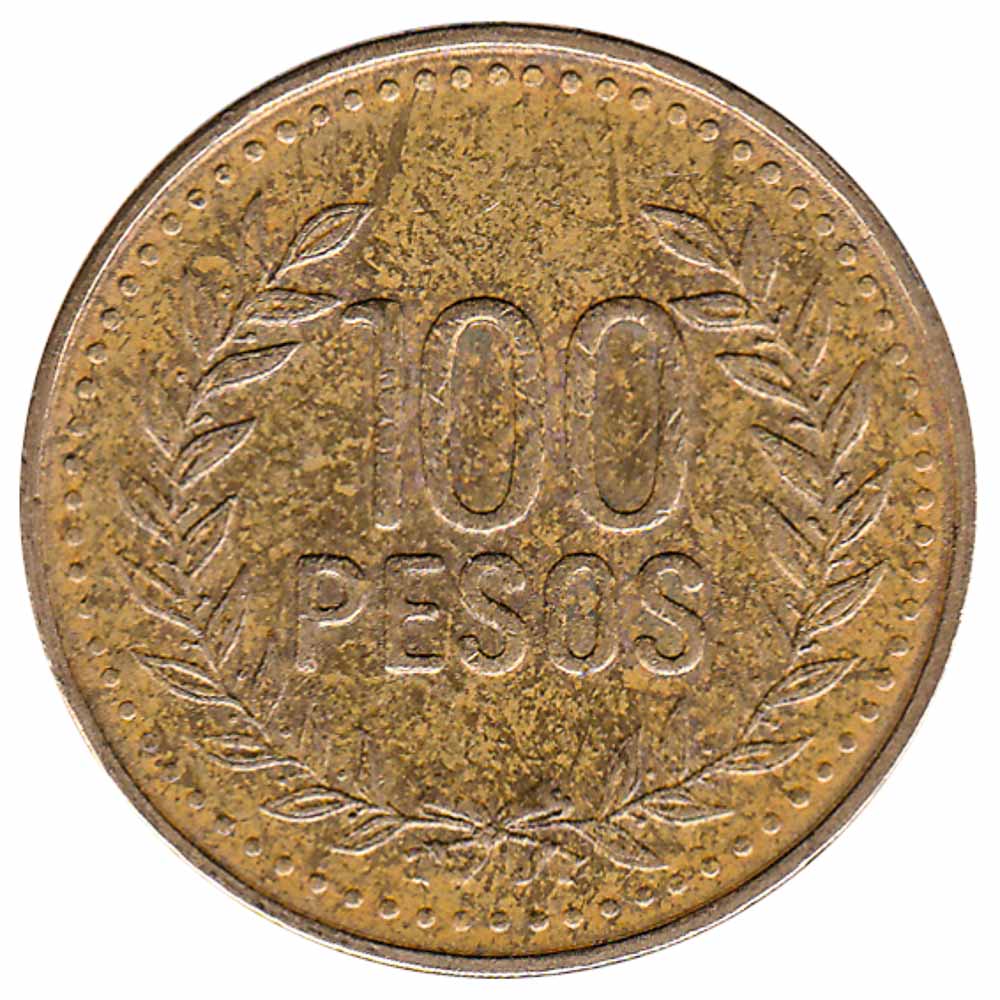 100 Pesos coin Colombia (laurel wreath)