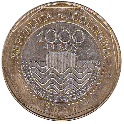 1000 Pesos coin Colombia (bimetallic)