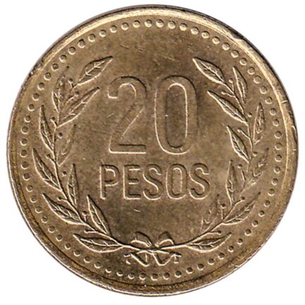 20 Pesos coin Colombia (laurel wreath)