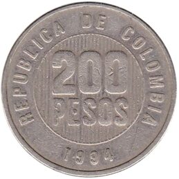 200 Pesos coin Colombia (Quimbaya spindle wheel)