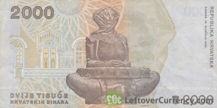 2000 Dinara banknote Republic of Croatia