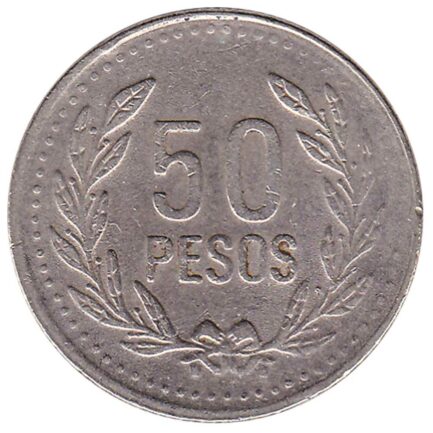 50 Pesos coin Colombia (laurel wreath)