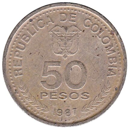 50 Pesos coin Colombia (National Constitution)