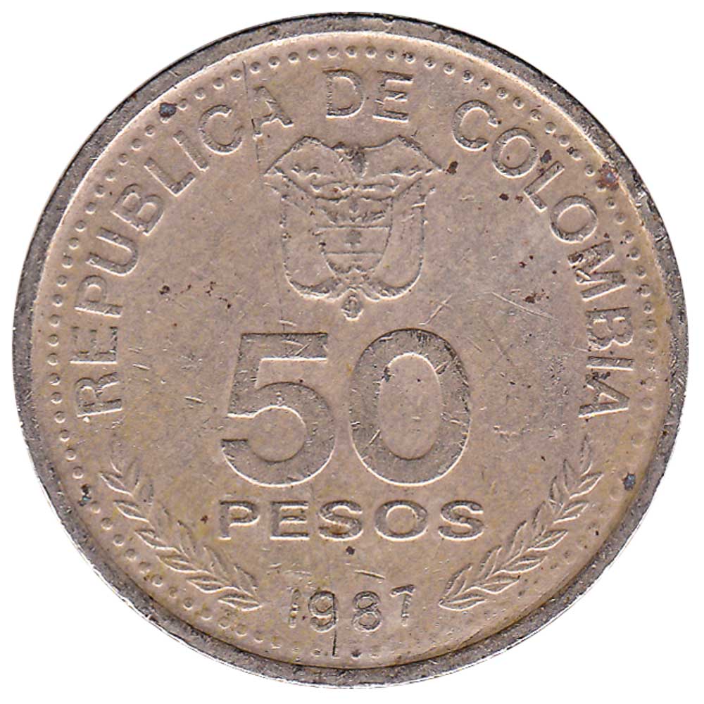 50 Pesos coin Colombia (National Constitution)