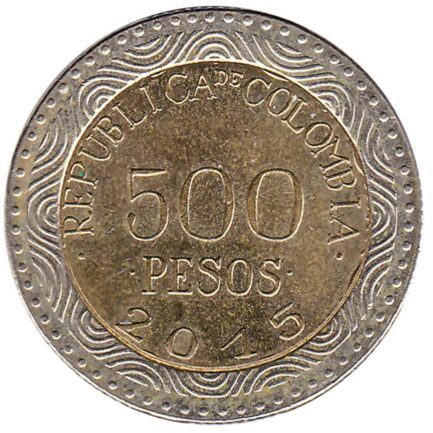 500 Pesos coin Colombia (glass frog)