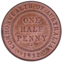 Australian one half penny coin