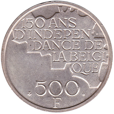 500 Belgian Francs coin (Five Kings)