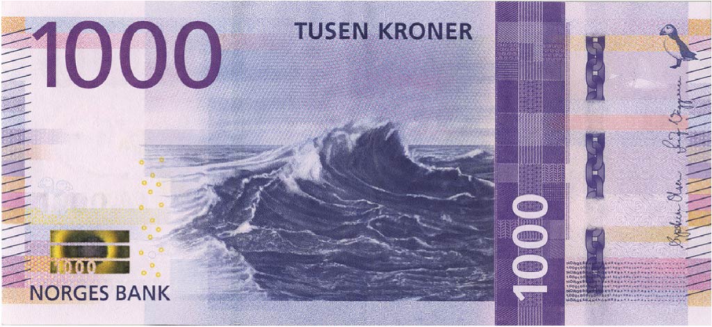 1000 Norwegian Kroner banknote (sea wave)