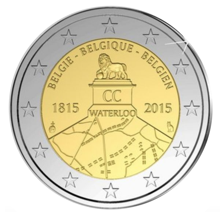 controversial 2 euro coin Waterloo 2015 Belgium