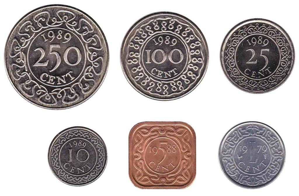 currency revaluation example 1: Suriname Guilder coins