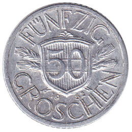 50 Groschen coin Austria (aluminium)