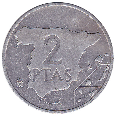 2 Spanish Pesetas coin