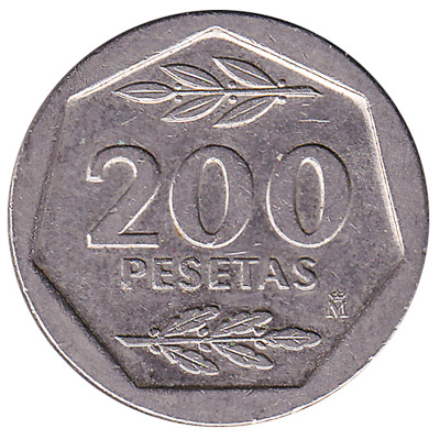 200 Spanish Pesetas coin (Heptagon)